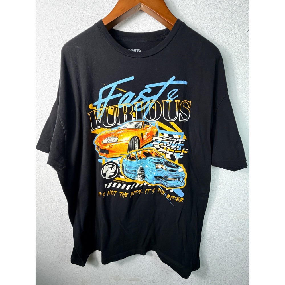 Fast & Furious Mens T-Shirt Black 3XL Movie Car Tee Universal Studios 2000s